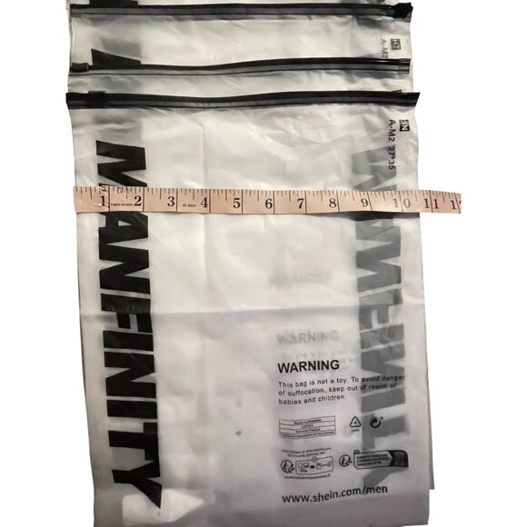 19~Mix Shein MANFINITY Clear Plastic Zipper Bags Reusable Storage For Clothing - Picture 5 of 7